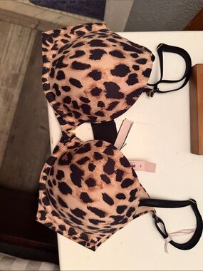 Victoria's Secret Leopard Print Push-Up Bra in Tan and Black